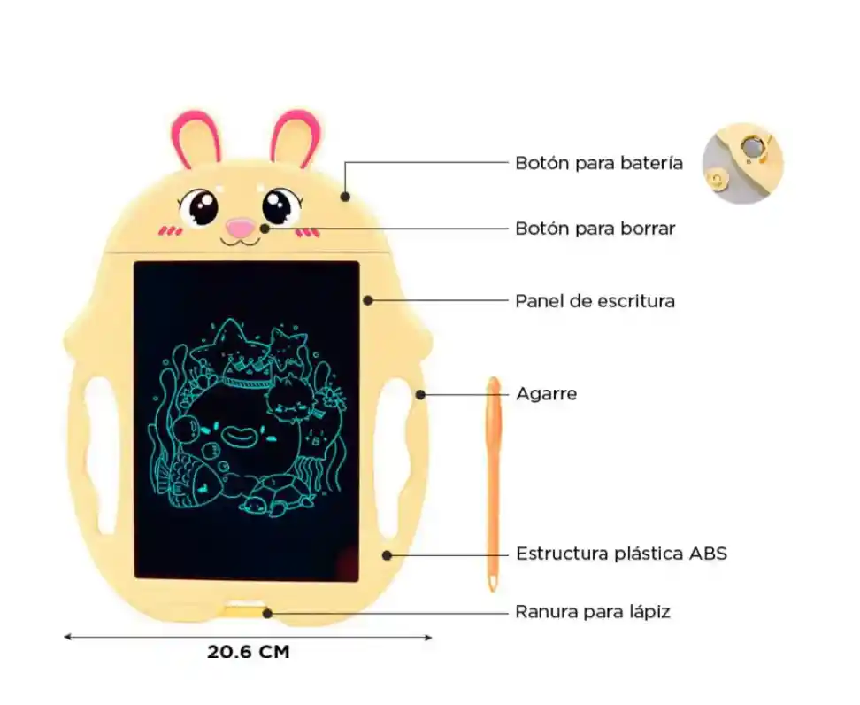 Pizarra Magica Tableta Lcd Escritura Digital Infantil Formas