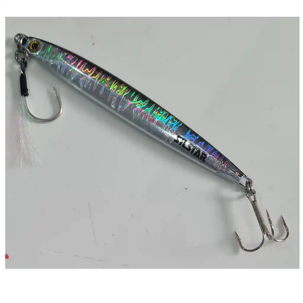 Señuelo Pesca Jig Silstar 14cms 100grs Sinking Gris/pejerey De Metal Chispa