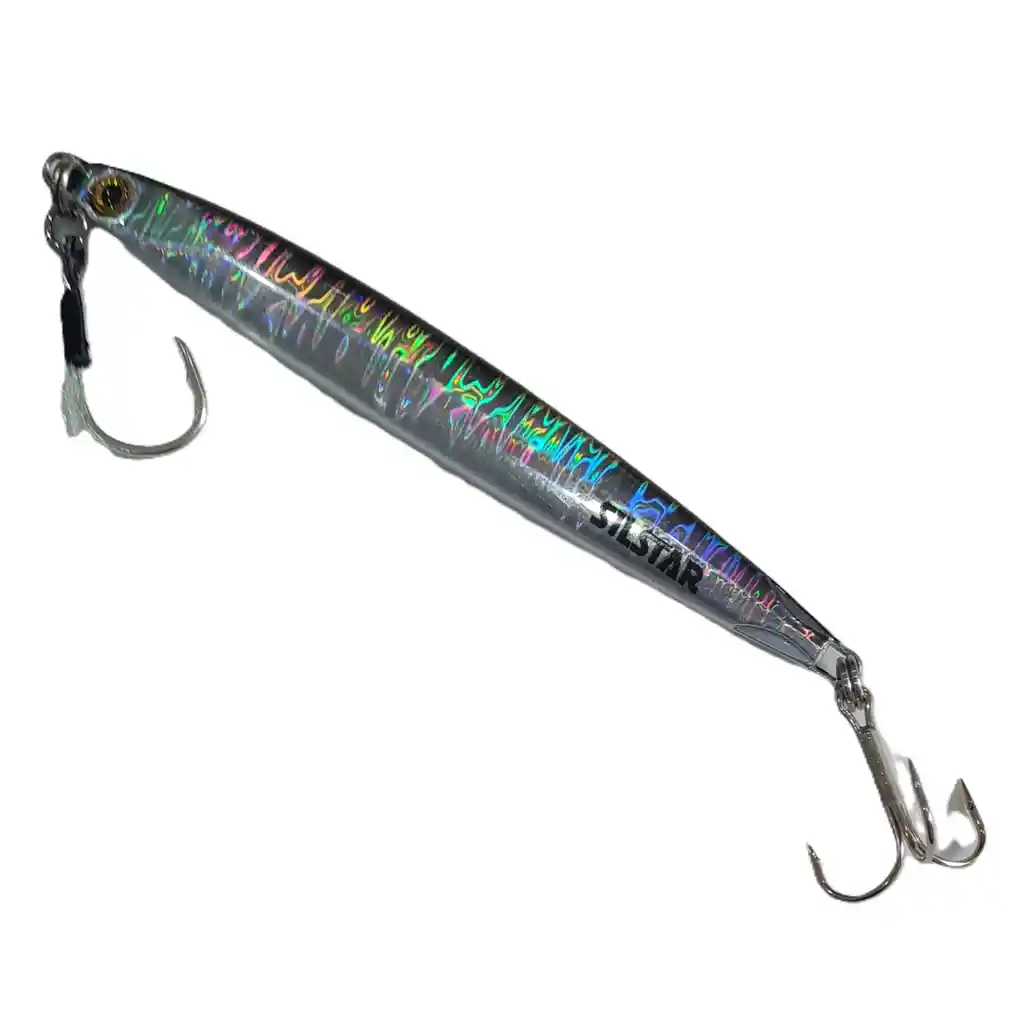 Señuelo Pesca Jig Silstar 14cms 100grs Sinking Gris/pejerey De Metal Chispa