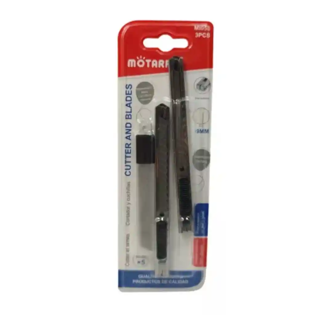 Juego De 2 Corta Carton Ancho 9 Mm + Repuesto Adicional