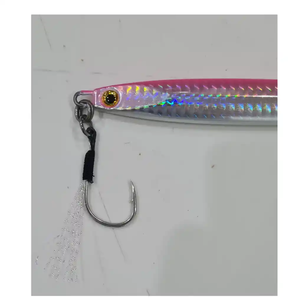 Señuelo Pesca Jig Silstar 14cms 100grs Sinking Fucsia/blanco-perlado De Metal Chispa