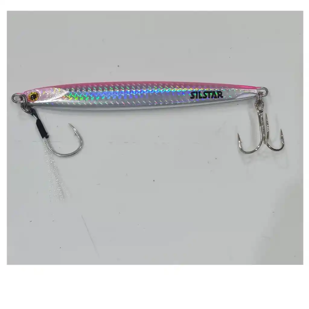 Señuelo Pesca Jig Silstar 14cms 100grs Sinking Fucsia/blanco-perlado De Metal Chispa