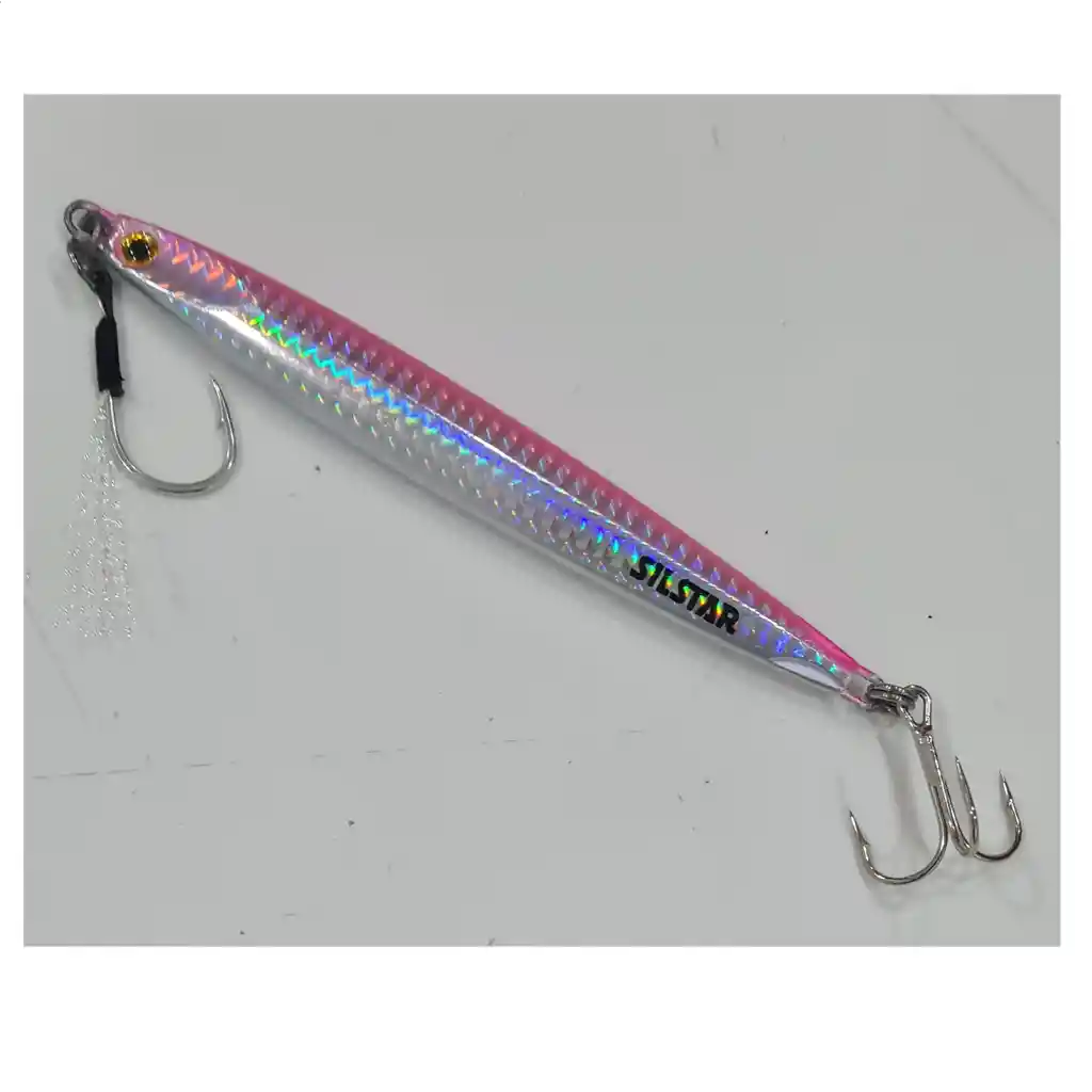 Señuelo Pesca Jig Silstar 14cms 100grs Sinking Fucsia/blanco-perlado De Metal Chispa