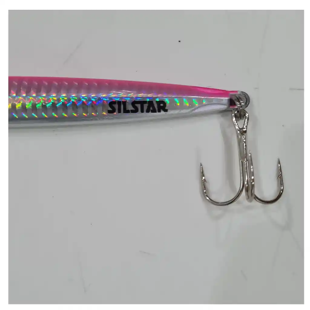 Señuelo Pesca Jig Silstar 14cms 100grs Sinking Fucsia/blanco-perlado De Metal Chispa