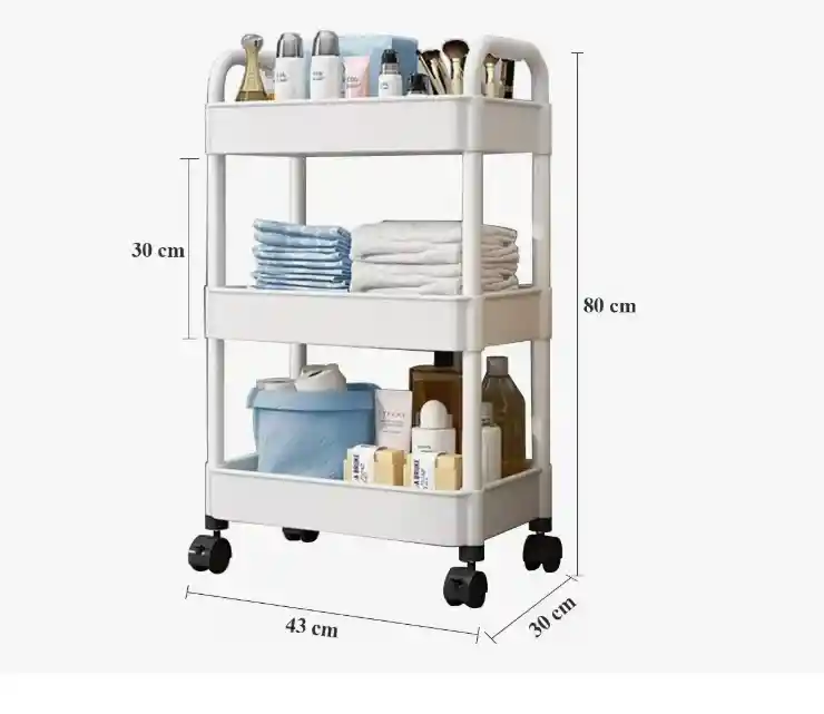 Carro Organizador Almacenaje Con 3 Estantes Y Ruedas