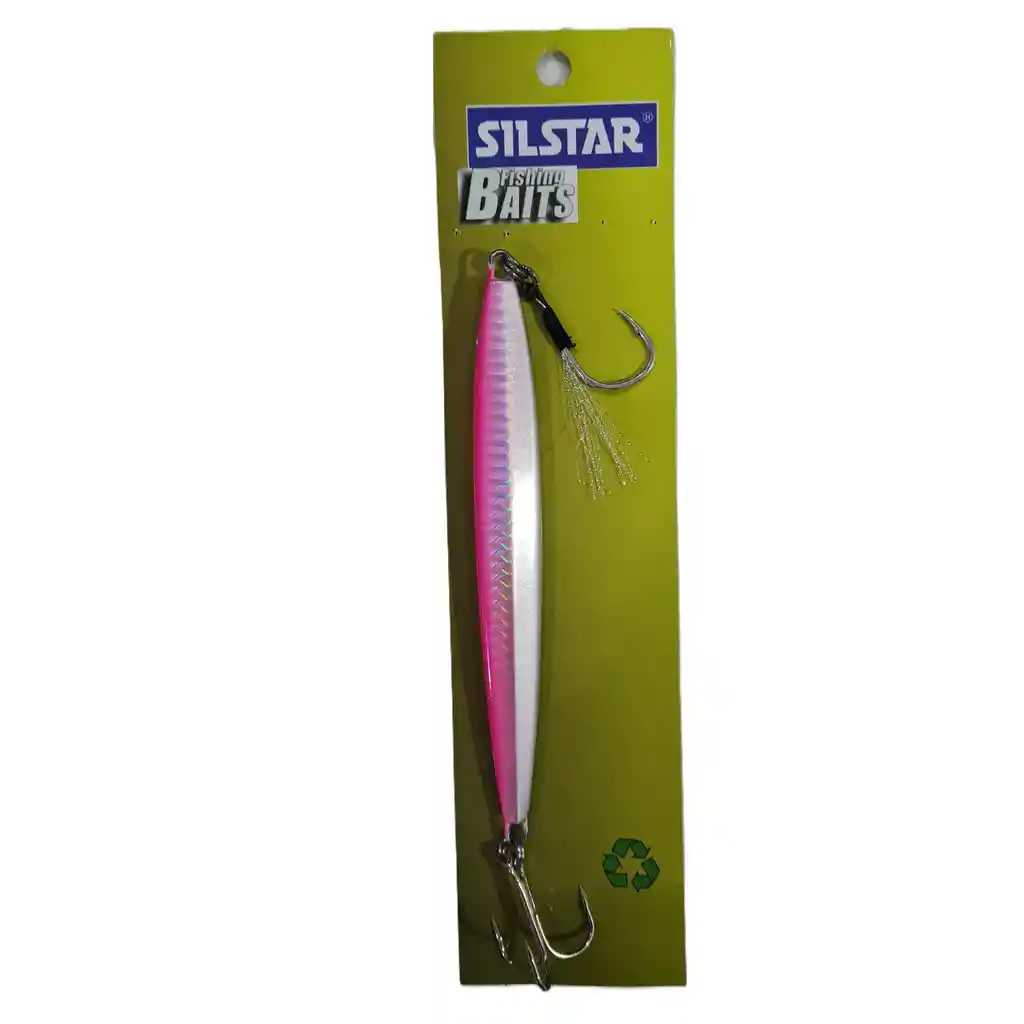 Señuelo Pesca Jig Silstar 15cms 120grs Sinking Fucsia/blanco-perlado De Metal Chispa