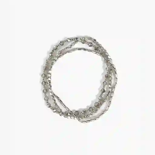 Set Pulseras Mostacillas Plateado
