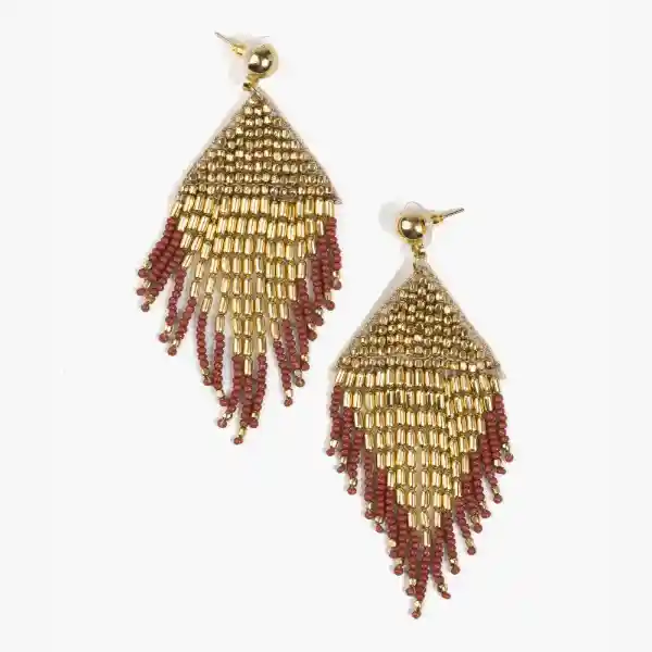 Aros Mostacillas Triangular Dorado