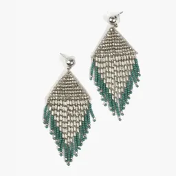 Aros Mostacillas Triangular Plateado