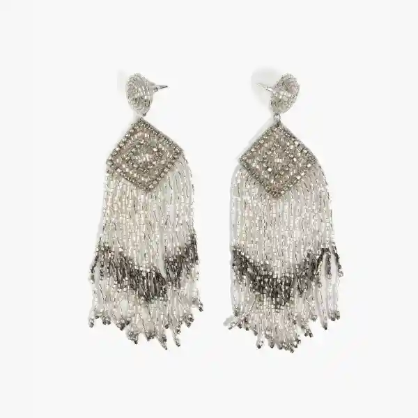 Aros Fiesta Mostacillas Plateado