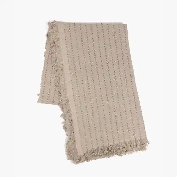 Manta Algodón Detalle Líneas Taupe