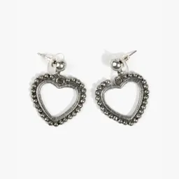 Aros Colgante Corazón Plateado