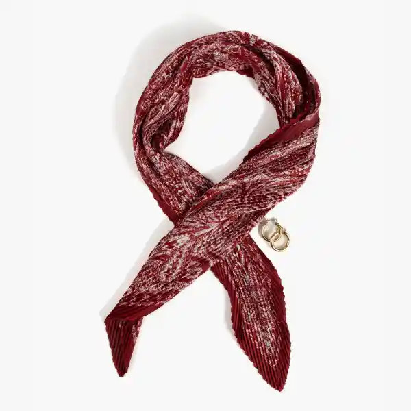 Set Pañuelo Y Aros Plisado Rojo