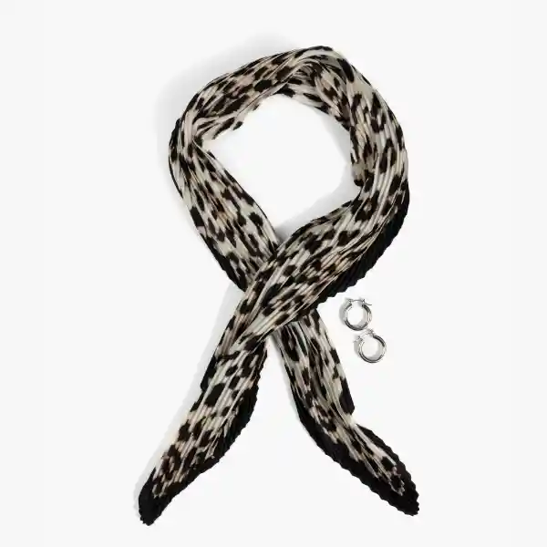 Set Pañuelo Y Aros Plisado Negro