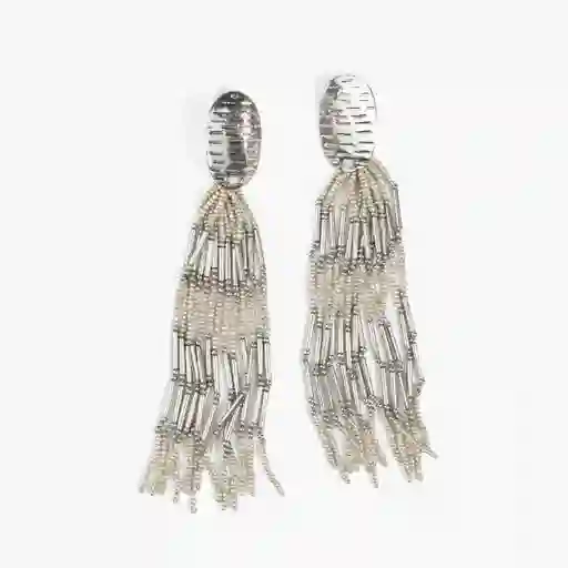 Aros Mostacillas Plateadas Fiesta Plateado