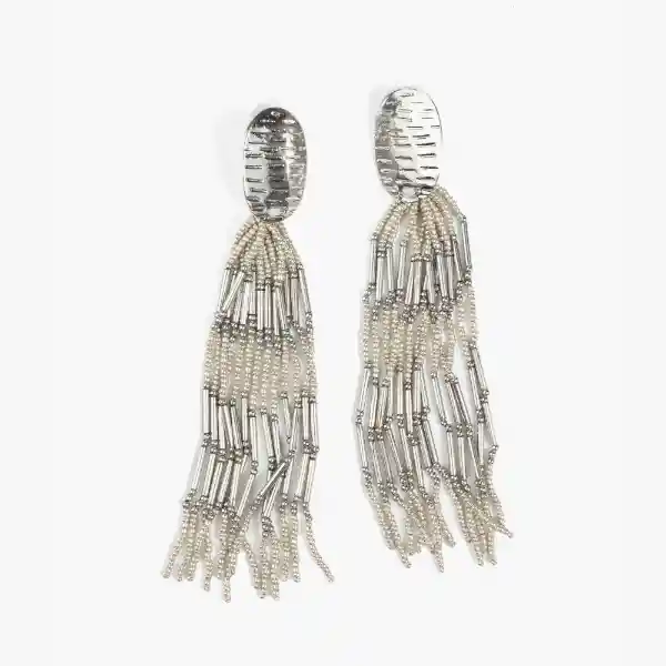 Aros Mostacillas Plateadas Fiesta Plateado