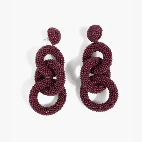 Aros Circulos Mostacillas Fiesta Morado