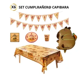 Set De Decoración De Cumpleaños Infantil Con Capibara + Globo Grande | Kit Completo Fiesta Temática