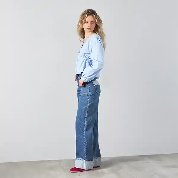 Pantalón Straight Slim Sun Azul R 38 Mujer Raindoor