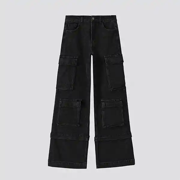 Pantalón Cargo Bolsillos Negro R 40 Mujer Raindoor