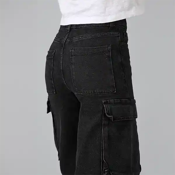 Pantalón Cargo Bolsillos Negro R 40 Mujer Raindoor