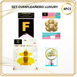 🎁🎉 Set De Decoración Para Cumpleaños Elegante Black Gold – Guirnalda Feliz Cumpleaños + Topper Dorado + Soporte De Postres 🎂 + Globos Dorados✨ | ¡disponible En Regalos Chic!
