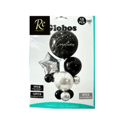 🎈set De Globos Cumpleaños Negro Y Plateado 15 Piezas – Decoración Elegante Para Fiestas 🎉 | Regalos Chic 🎁