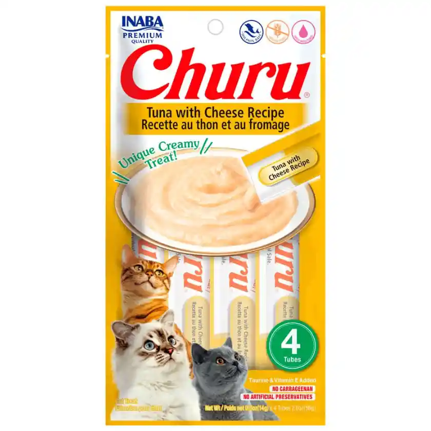 Snack Gato Churu Atun Con Queso 4 Tubos