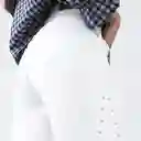 Pantalón Wide Leg Corte Lateral Tachas Blanco 38 Mujer Raindoor