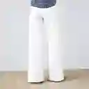 Pantalón Wide Leg Corte Lateral Tachas Blanco 38 Mujer Raindoor