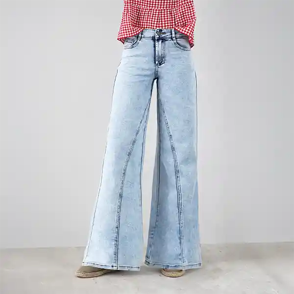 Pantalón Extra Wide Leg Corte Entrepierna Azul 42 Mujer Raindoor