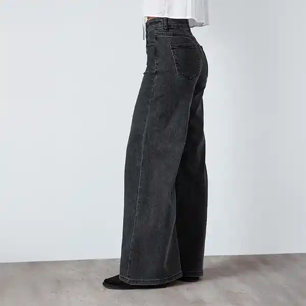 Pantalón Extra Wide Leg Corte Entrepierna Negro 38 Mujer Raindoor