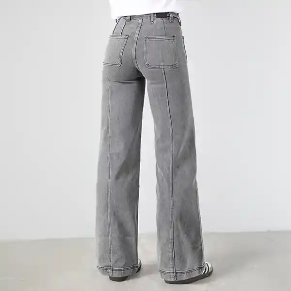 Pantalón Wide Leg Pocket Gris 40 Mujer Raindoor