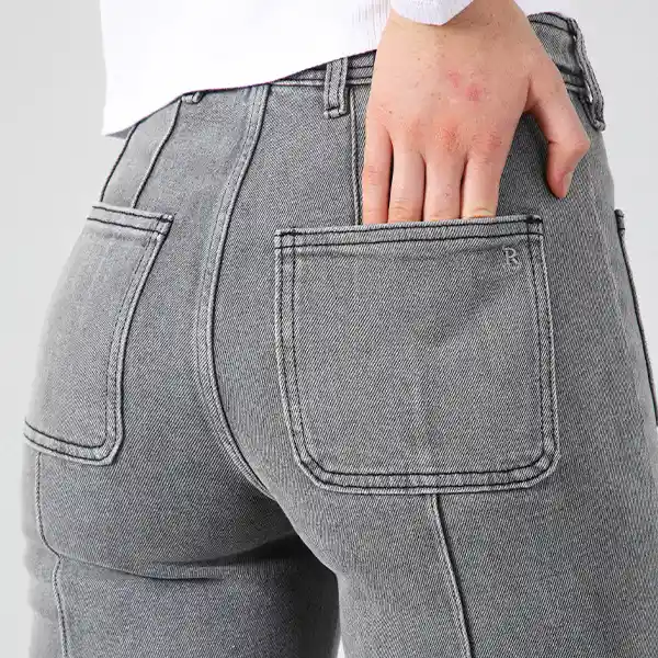 Pantalón Wide Leg Pocket Gris 40 Mujer Raindoor