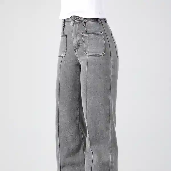 Pantalón Wide Leg Pocket Gris 32 Mujer Raindoor