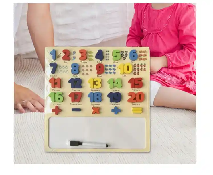 Tabla Encaje Didáctico Madera Número + Pizarra