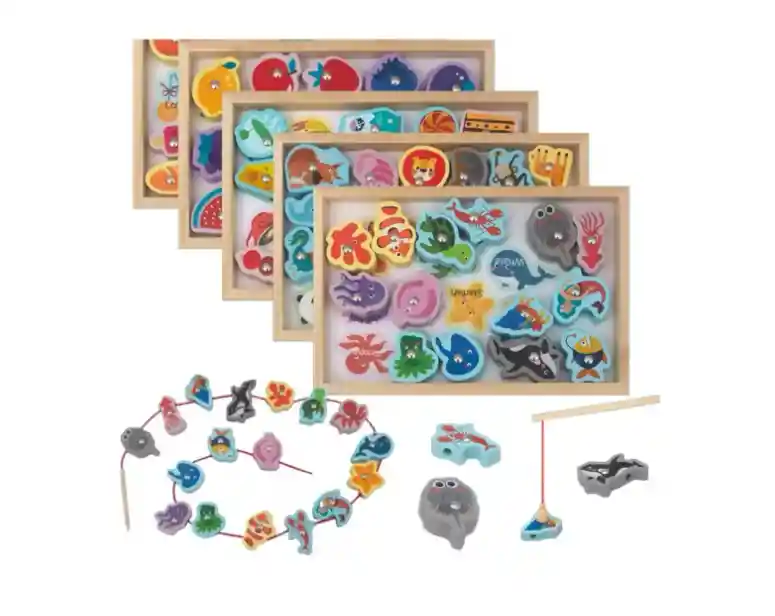 Juguete Educativo Cuentas Enhebrador De Madera Frutas Animal