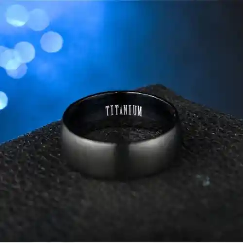 Anillo Titanio Anillos Juveniles Talla 10 Acero Quirurgico Acero Inoxidable Matte Opaco Curvo Chile Negro