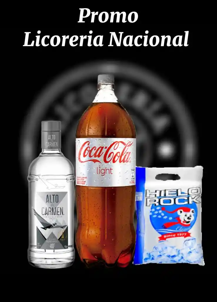 Promo Alto Transparente + Coca Light 3l + Hielo 1kg