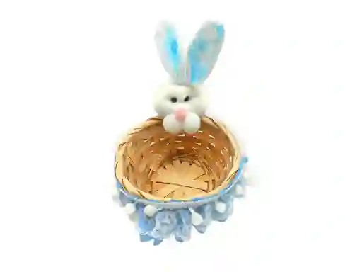 Canasto Conejito Celeste 13x13x6 Cm