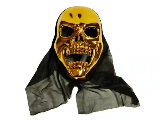 Mascara Esqueleto Dorada Metalico