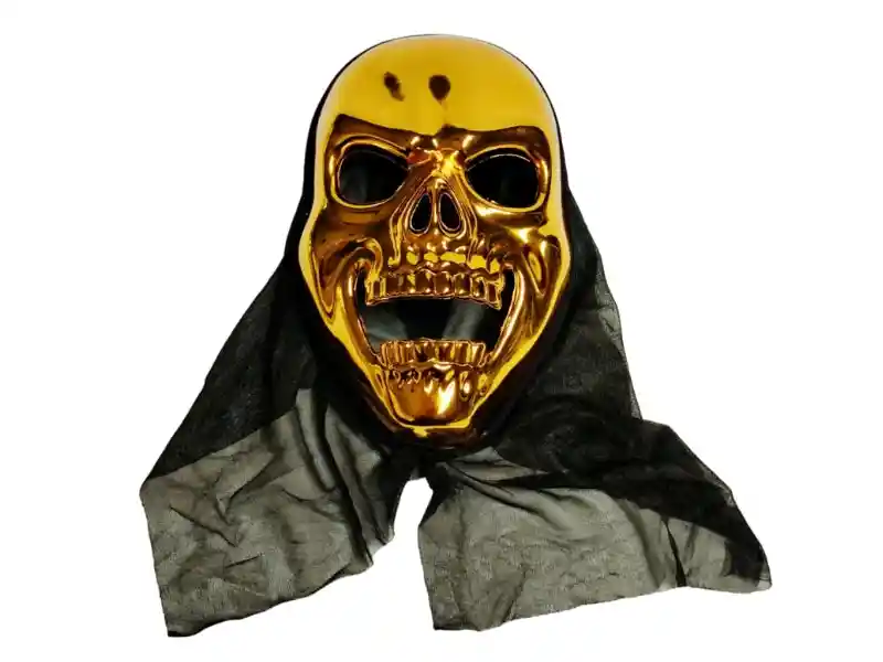 Mascara Esqueleto Dorada Metalico