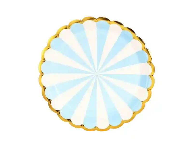 Plato Bordes Dorados 17 Cm 10 Pcs Celeste