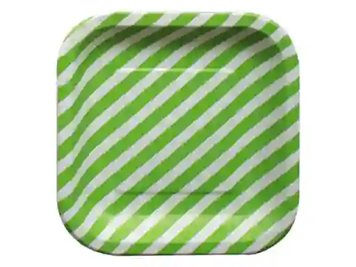 Plato Cuadrado Rayas 22 Cm X 10 Verde Lima