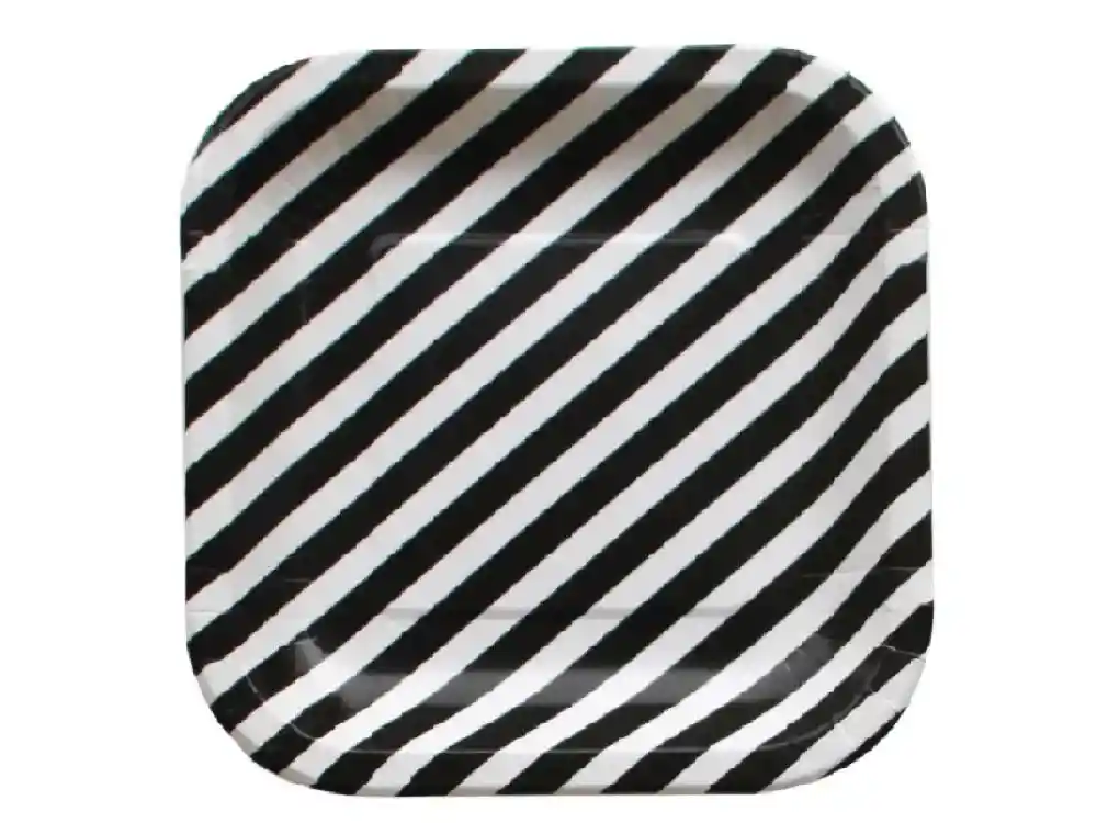 Plato Cuadrado Rayas 22 Cm X 10 Negro