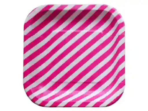 Plato Cuadrado Rayas 22 Cm X 10 Fucsia