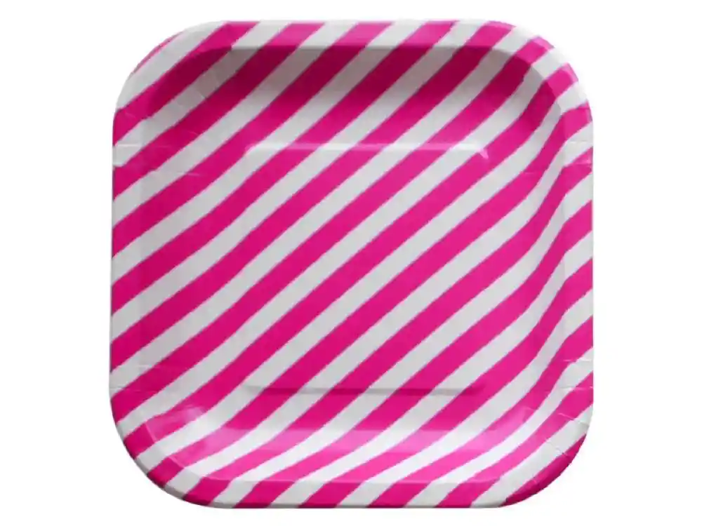 Plato Cuadrado Rayas 22 Cm X 10 Fucsia