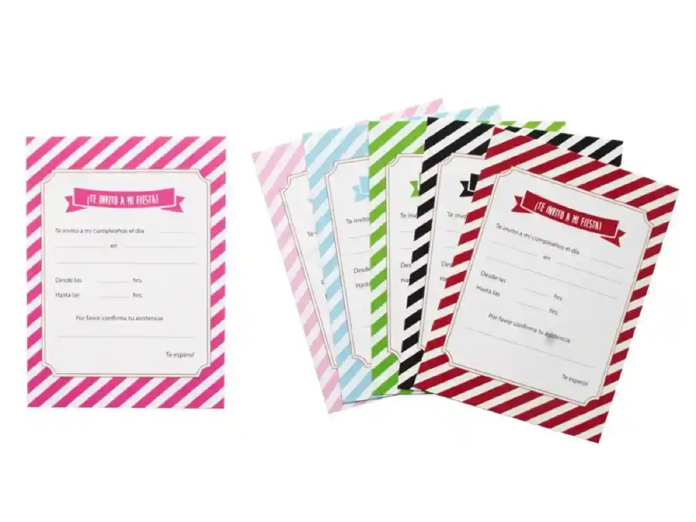 Invitacion Rayas X 6 Negro