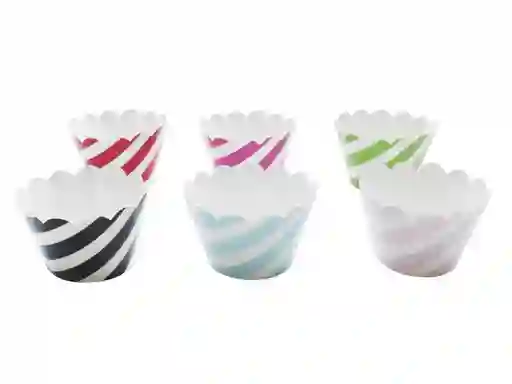 Capsula Cupcake Rayas X 12 Fucsia