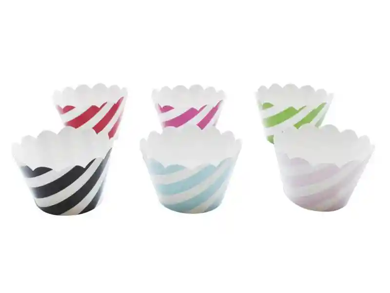 Capsula Cupcake Rayas X 12 Fucsia